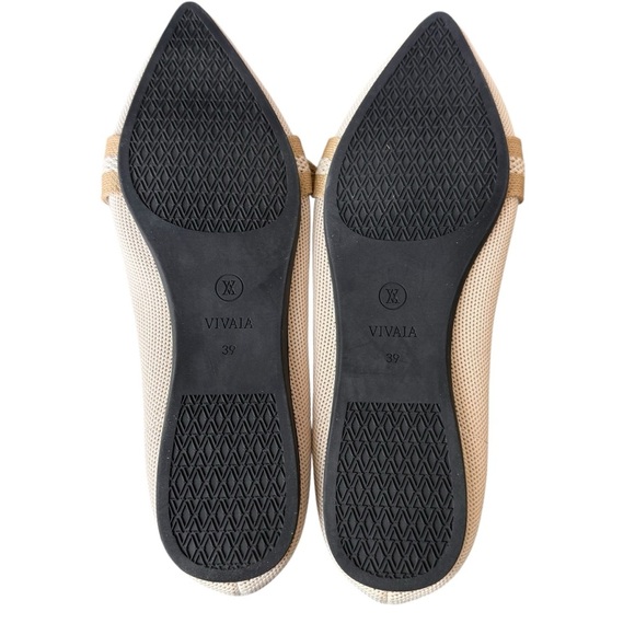 Vivaia - Michelle 2.0 Pointed Toe Bow Loafers Ivory Nude Sz 39 - Picture 10 of 10